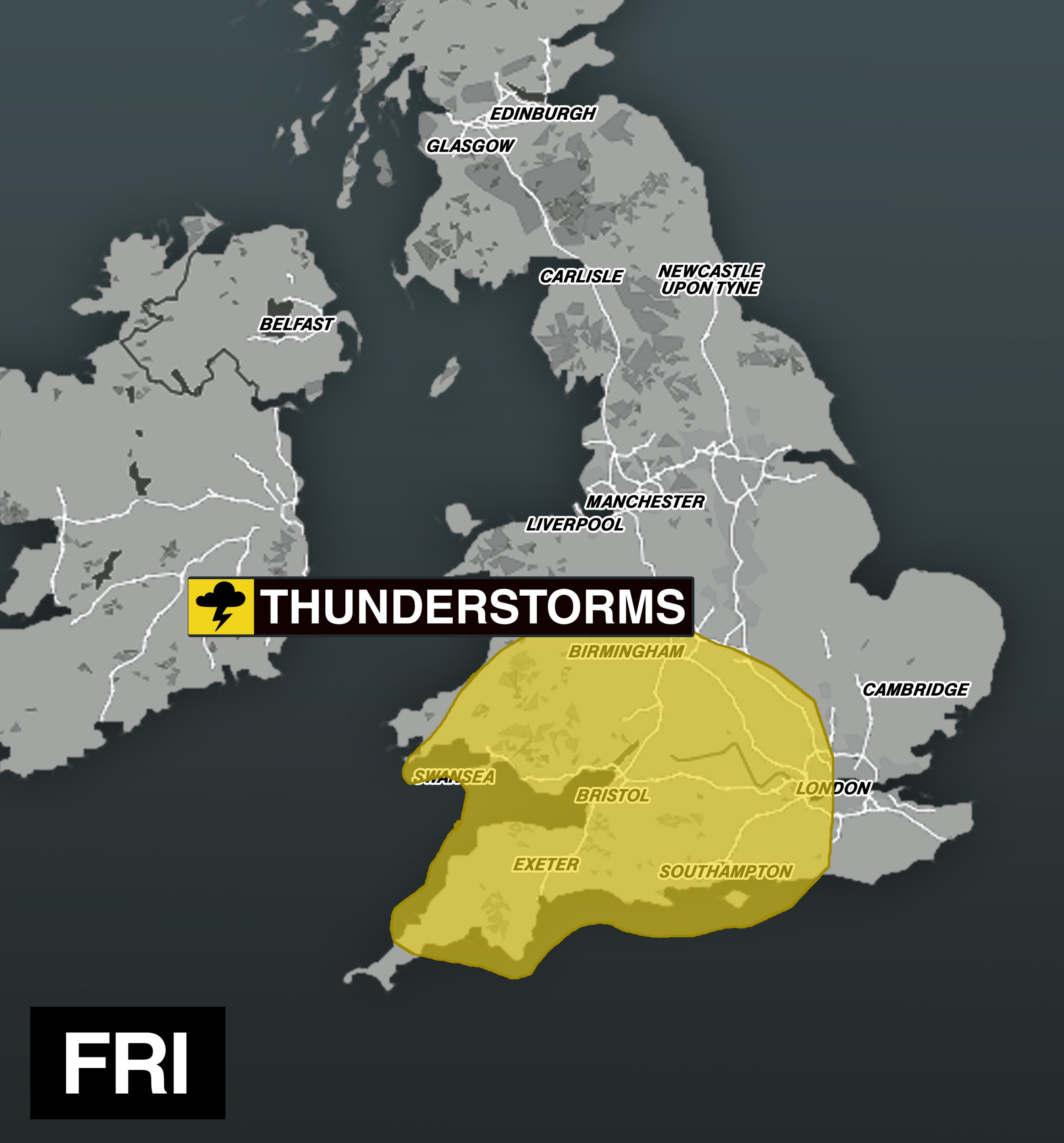 It’ll be unpleasant across Wales and south west England (Picture: Metro Graphics)