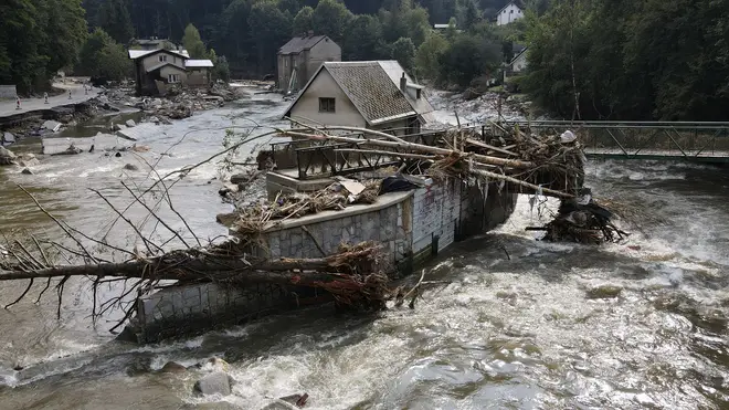 A damaged house after recent floods in the Czech Republic