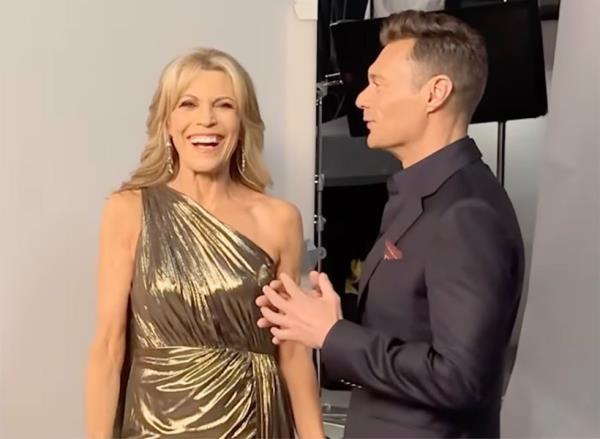 Vanna White and Ryan Seacrest during a photo shoot for the new Wheel of Fortune poster.