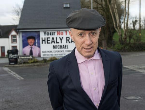  Michael Healy-Rae standing in the petrol station forecourt in his home village of Kilgarvan, Co Kerry. Picture: Dan Linehan